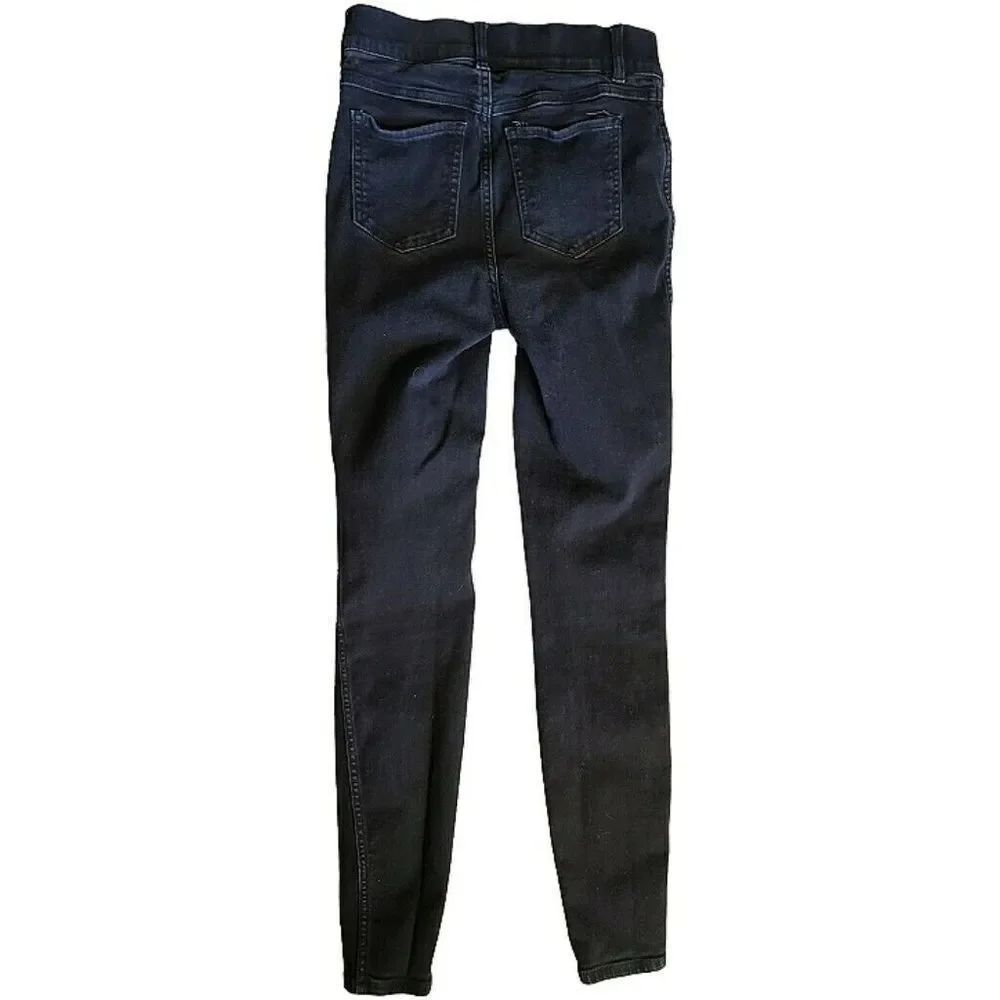 Spanx Black Pull On Denim Pants Skinny Jeggings High Waisted Womens Sz S Petite - Picture 7 of 13